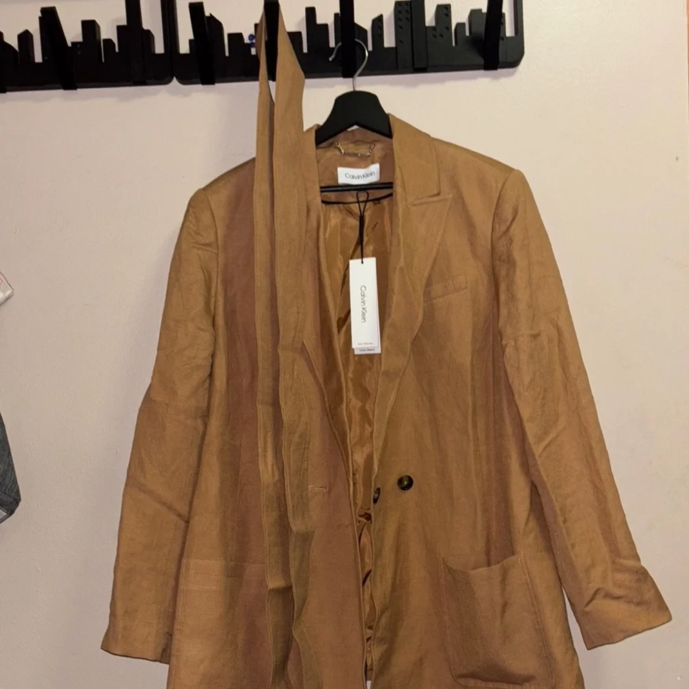 Calvin Klein Tan Blazer Lightweight Suit Jacket - Picture 3 of 4